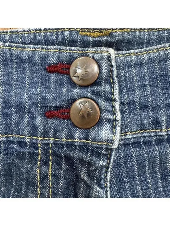 Y2K pinstripe low rise cut off denim shorts Sz. 27 - Picture 2 of 5